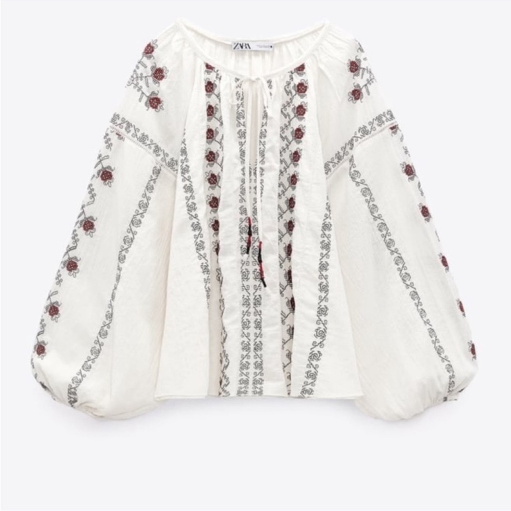 Zara 2pc Co Ord Set Bohemian Embroidered Top & Skirt Size Small NWT - Picture 4 of 7
